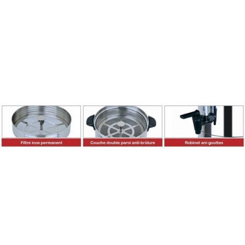 Percolateur à Café Casselin CPC48 - 48 Tasses - Inox Double Paroi - 6.8 Litres