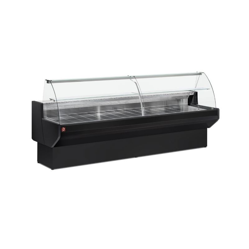 Comptoir Vitrine Réfrigéré à Vitre Bombée, Ventilé, avec Réserve - Noir Comptoir Vitrine Réfrigéré à Vitre Bombée, Ventilé, avec Réserve - Noir