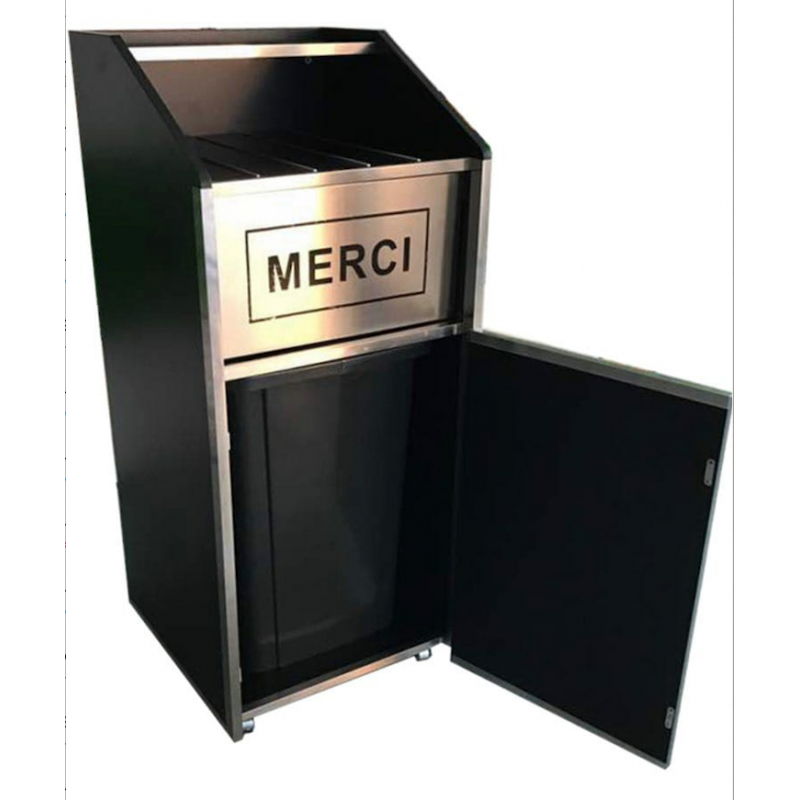 Poubelle snack libre service 60 litres porte plateaux