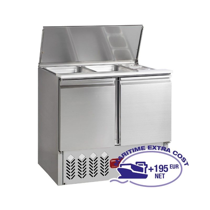 Saladette frigorifique 2x GN 1/1 + 3x GN 1/6 - 150 mm, 2 portes GN 1/1
