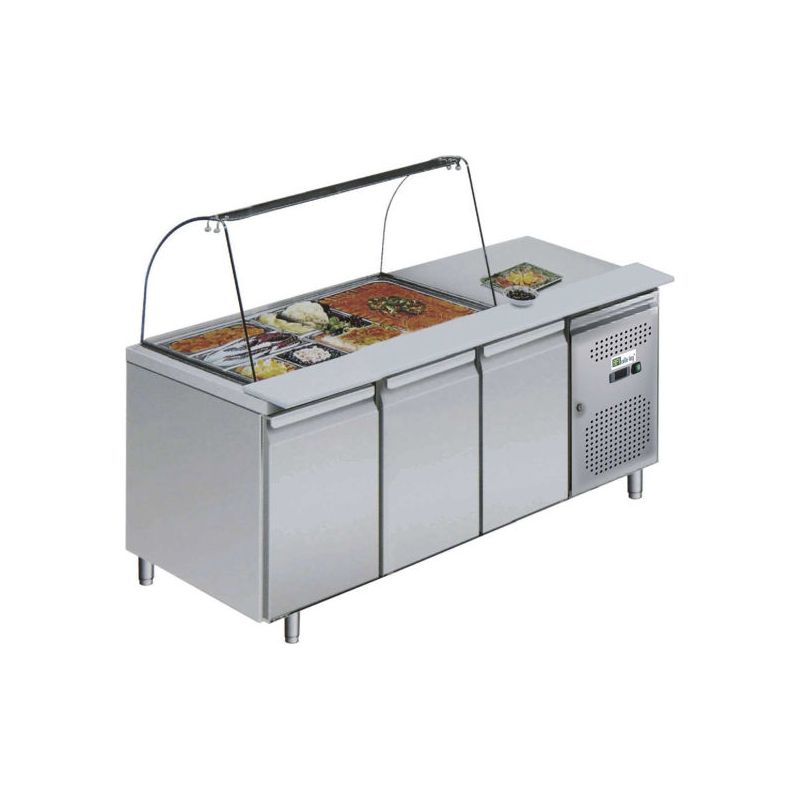 TABLES REFRIGÉRÉES + SALADETTE OUVERTE série star gn 1/1 avec portes (AA3PP+PS)