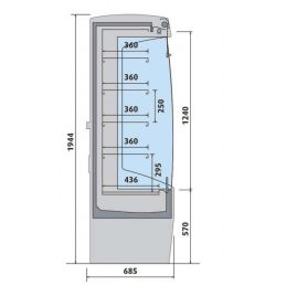 Vitrine réfrigérée murale DELTA avec rideau de nuit L.705 mm (DEL70)