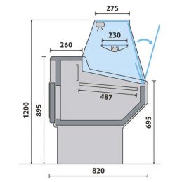 COMPTOIRS D’EXPOSITION vitrage droit froid ventilé (AL150V)