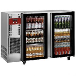 Refroidisseur de bouteilles, acier inox, 2 portes vitrées, 375 Litres