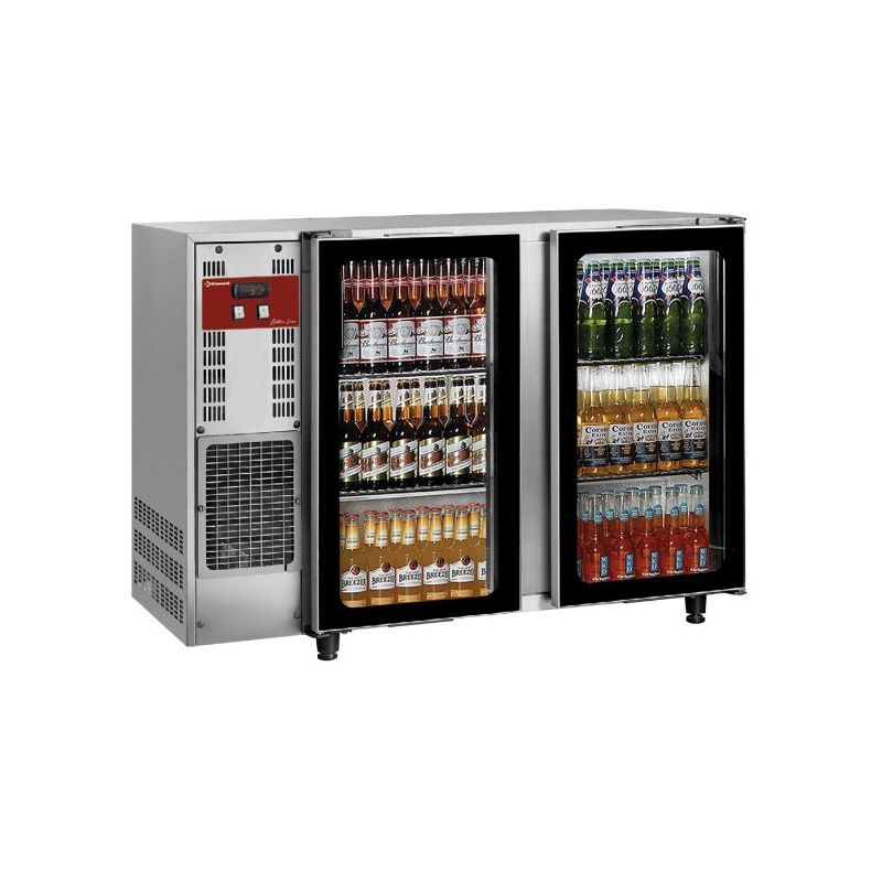 Refroidisseur de bouteilles, acier inox, 2 portes vitrées, 375 Litres