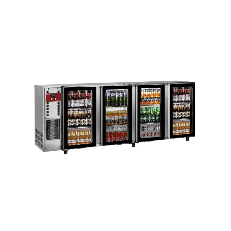 Refroidisseur de bouteilles, acier inox, 4 portes vitrées, 783 Litres