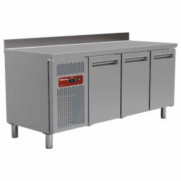 Table frigorifique, ventilé, 3 portes GN 1/1 (405 Litres), avec dosseret