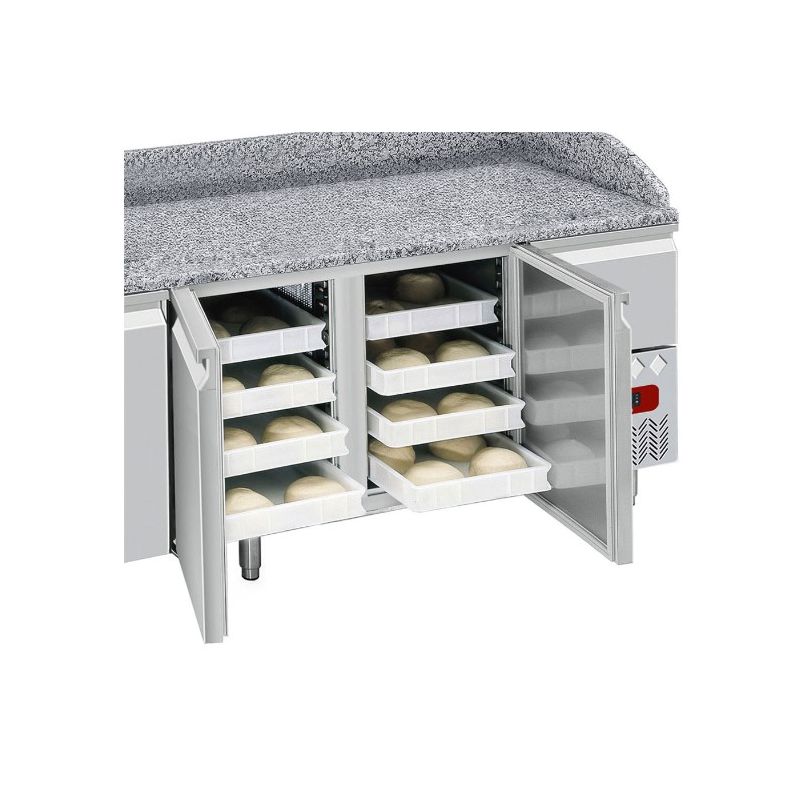 Table frigo 2 portes 600x400, 2 tiroirs neutres (8x bacs 600x400) + tiroir  ustensiles