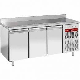 Table frigorifique "murale", ventilée, 3 portes GN 1/1, 405 litres, gaz réfrigérant R290