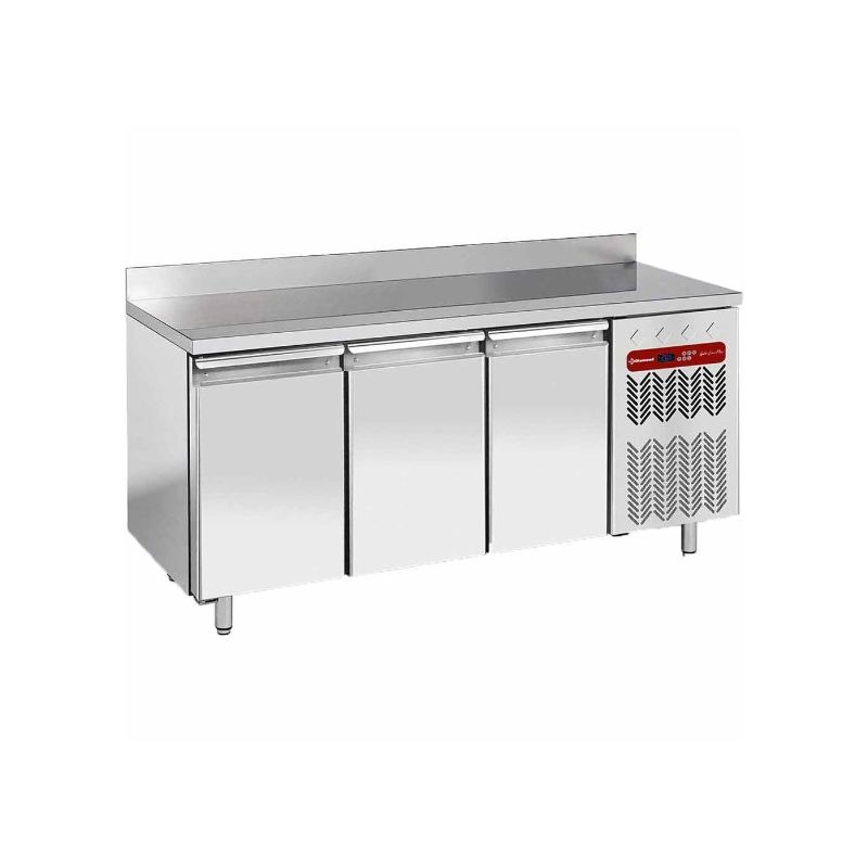 Table frigorifique "murale", ventilée, 3 portes GN 1/1, 405 litres, gaz réfrigérant R290