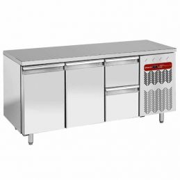 Ensemble composé d'une table frigorifique, ventilée, 3 portes GN 1/1 et d'un Kit bloc 2 tiroirs (1/2+1/2 h200)