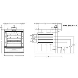 Four à sole Gaz et Fioul 8 bouches SK120 ALDEGHERI FORNI SCHEMA