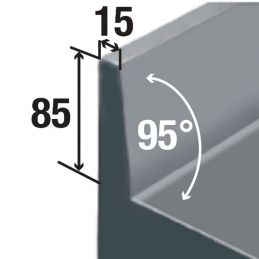 Table frigorifique "murale", ventilée, 4 portes GN 1/1, avec évier, l'angle de 95 degree