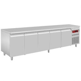 Table frigorifique ventilée, 5 portes vitrées GN 1/1, 700 litres