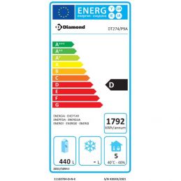 Table frigorifique "murale" ventilée, 5 portes vitrées GN 1/1, 700 litres, classe climatique