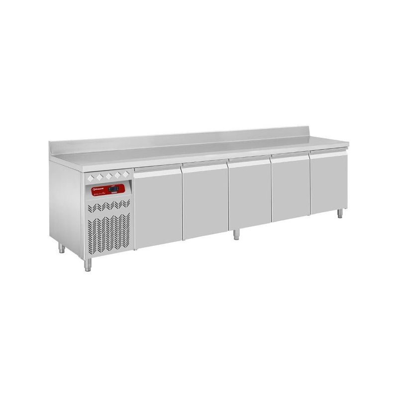 Table frigorifique "murale", ventilée, 5 portes GN 1/1, 700 litres groupe à gauche Table frigorifique "murale", ventilée, 5 portes GN 1/1, 700 litres groupe à gauche