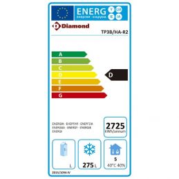 Table de congélation "murale", ventilée, 3 portes EN 600x400, 550 litres, ce