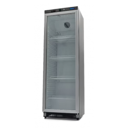 Réfrigérateur - 400 L - noir - avec porte en verre