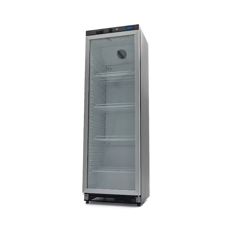 Réfrigérateur - 400 L - noir - avec porte en verre