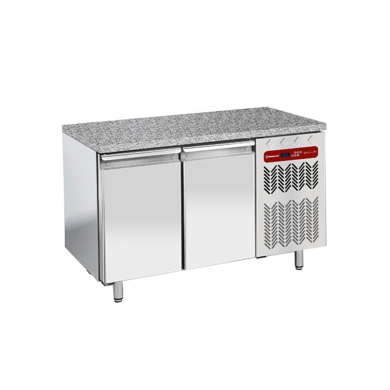 Table frigorifique, ventilée, 2 portes EN 600x400 - Top en granit