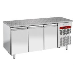 Table frigorifique, ventilée, 3 portes EN 600x400 - Top en granit