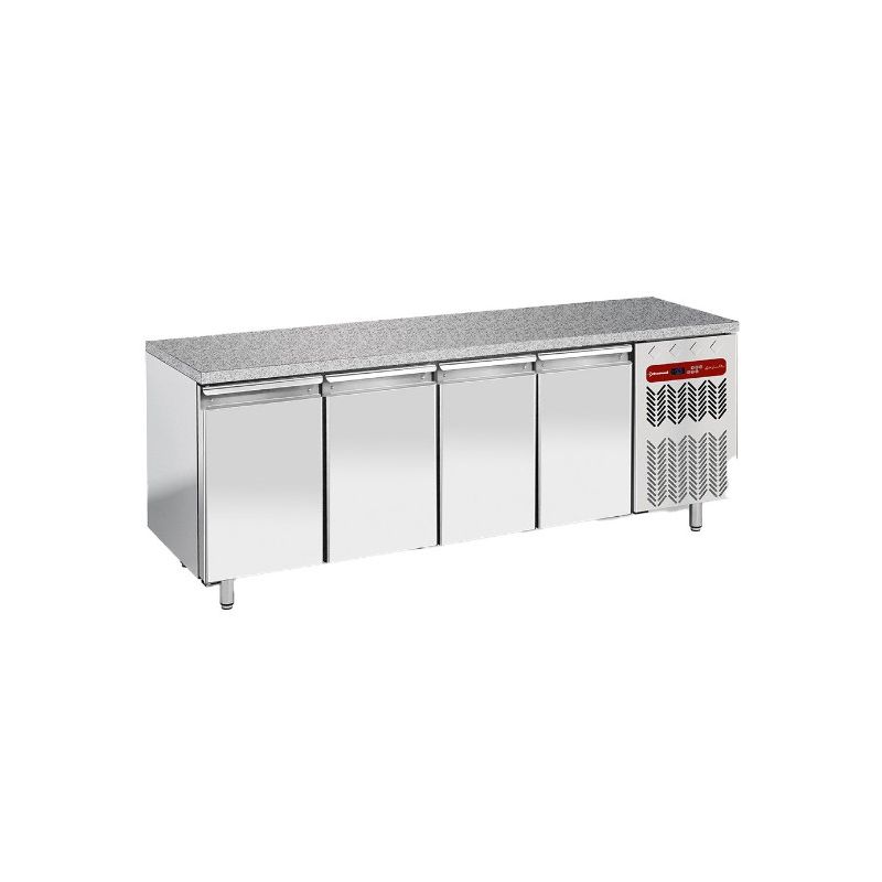 Table frigorifique, ventilée, 4 portes EN 600x400 - Top en granit