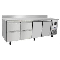 Table réfrigérée positive GN1/1, avec 4 tiroirs et 2 portes avec dosseret - Profondeur 700 mm - ATOSA
