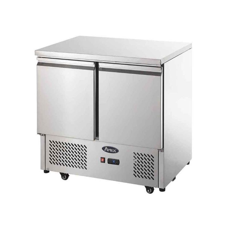 Saladette avec plan de travail inox 2 portes GN1/1 Saladette avec plan de travail inox 2 portes GN1/1