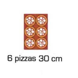 6 pizzas de 30 cm de diamètre