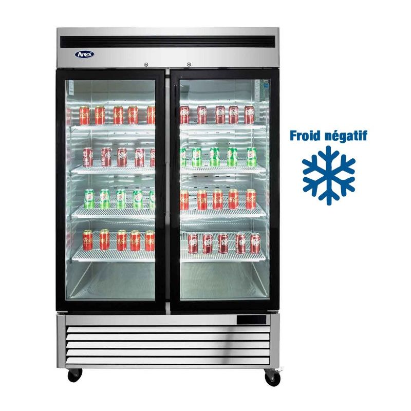 Armoire réfrigérée vitrée négative inox 2 portes, 1300L, ATOSA Armoire réfrigérée vitrée négative inox 2 portes, 1300L, ATOSA