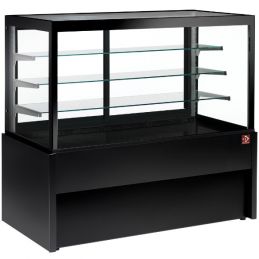 Comptoir vitrine panoramique, chauffante, 4 niveaux, sans réserve - NOIR