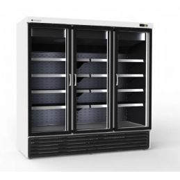 Vitrine positive Gourmet 1950 L Blanc /Noir 3 portes vitrées