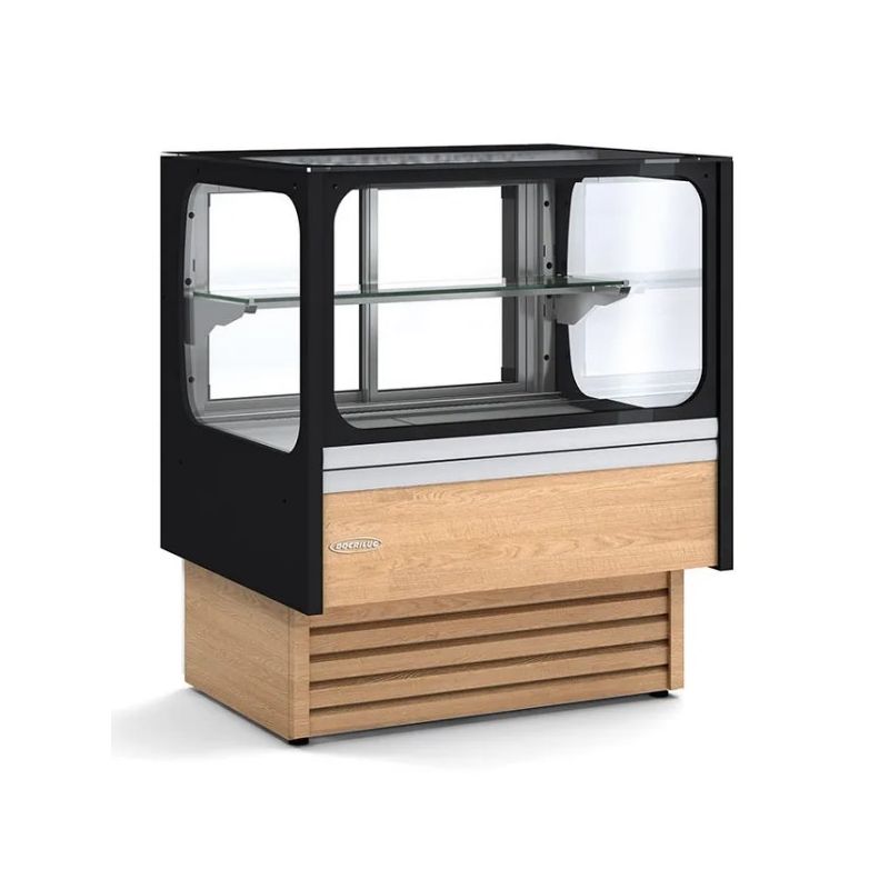Vitrine droite basse comptoir snack positive +2/+8 °c avec 1 étagère - 950x710x1100 mm - DOCRILUC