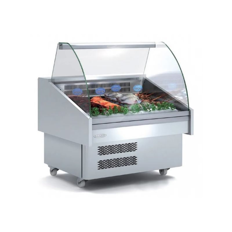 Vitrine à poissons mobile avec vitre double bombée froid statique positif -1/+5 °c - 1035x915x1185 mm - Docriluc Vitrine à poissons mobile avec vitre double bombée froid statique positif -1/+5 °c - 1035x915x1185 mm - Docriluc