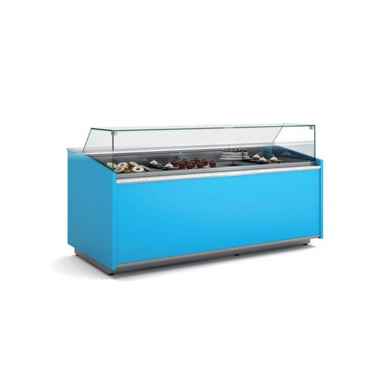 Vitrine Pâtisserie Positive -1/+5 °C avec Vitre Droite et Fond Plat Vitrine Pâtisserie Positive -1/+5 °C avec Vitre Droite et Fond Plat
