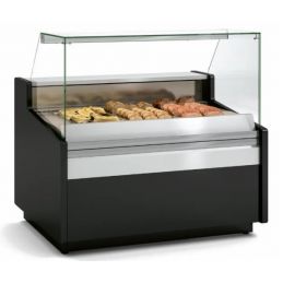 Vitrine chaleur sèche vitre bombée 2 gn 1/1 - 1025x1080x1235 mm - Docriluc