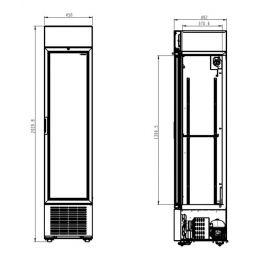 Armoire réfrigérateur pour boissons fraiche slim noir une porte vitrée avec panneau lumineux