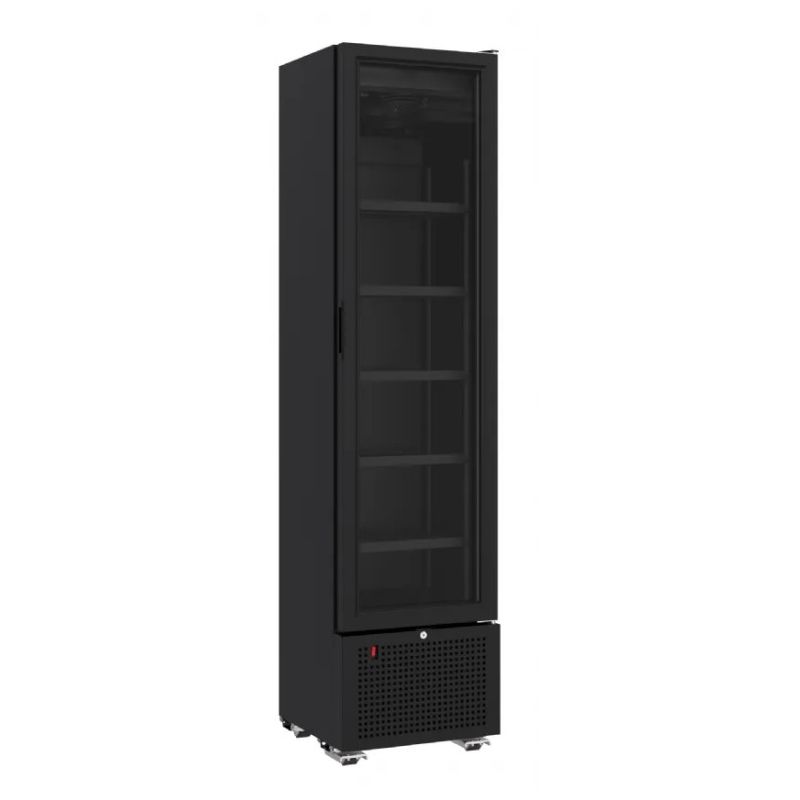 Armoire réfrigérateur professionnelle slim noir une porte vitrée 221 litres Armoire réfrigérateur professionnelle slim noir une porte vitrée 221 litres