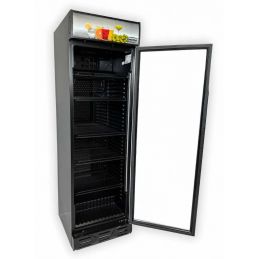 Réfrigérateur avec 1 porte en verre noir - 595x650x2000 mm