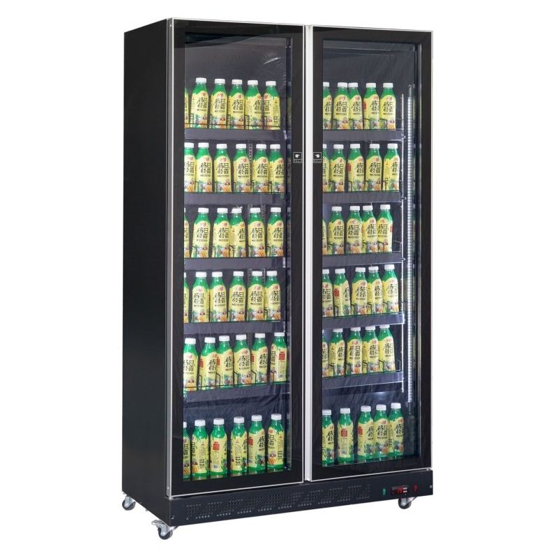Armoire à boissons noire 2 portes vitrées 758 litres Armoire à boissons noire 2 portes vitrées 758 litres