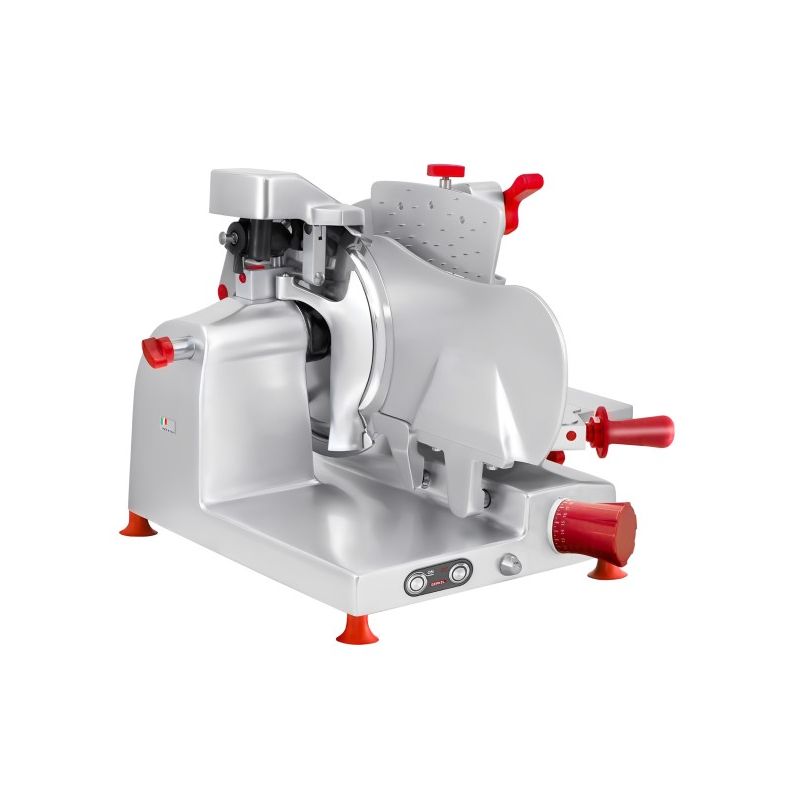 Trancheuse Domina comme coupeuse verticale - 300 Watt - Couteau : Ø 350mm - Avec bras de serrage