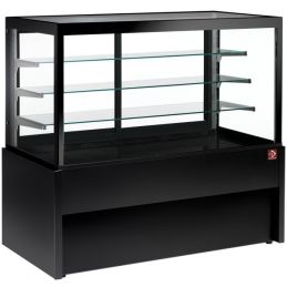 Comptoir vitrine panoramique, ventilé, 4 niveaux, sans réserve - NOIR