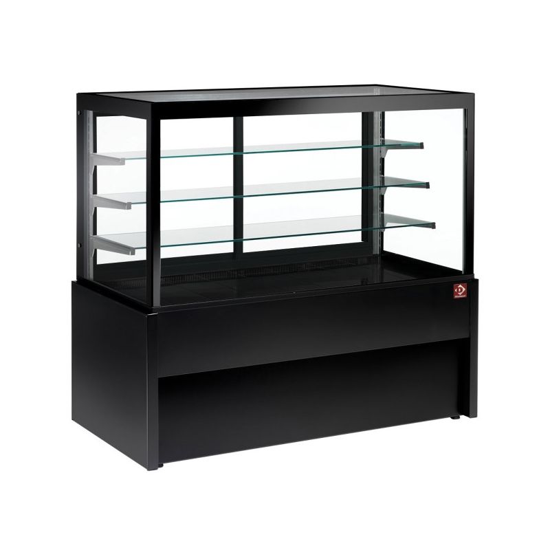 Comptoir vitrine panoramique, ventilé, 4 niveaux, sans réserve - NOIR Comptoir vitrine panoramique, ventilé, 4 niveaux, sans réserve - NOIR