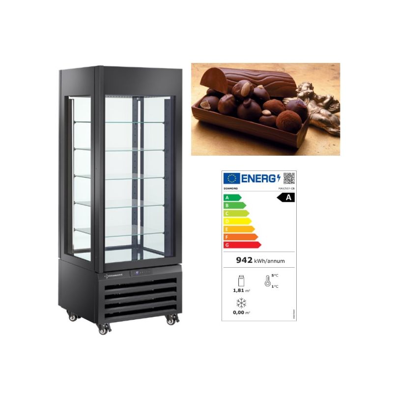Vitrine "FULL vitrée" 440 Lt., 5 niveaux en verre, ventilée - CHOCOLATE - NOIR Vitrine "FULL vitrée" 440 Lt., 5 niveaux en verre, ventilée - CHOCOLATE - NOIR