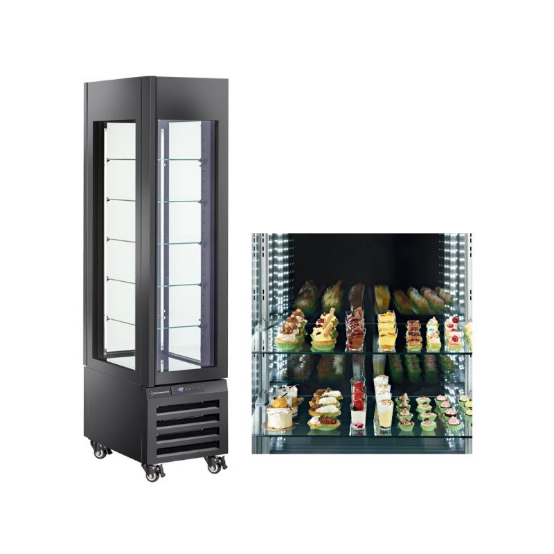 Vitrine "FULL vitrée" 260 Lt., 5 niveaux en verre, ventilée - PASTRY - NOIR Vitrine "FULL vitrée" 260 Lt., 5 niveaux en verre, ventilée - PASTRY - NOIR