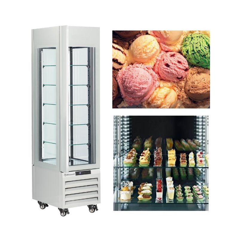 Vitrine "FULL vitrée" 260 Lt., 5 niveaux en verre, ventilée - ICE CREAM & PASTRY - NOIR Vitrine "FULL vitrée" 260 Lt., 5 niveaux en verre, ventilée - ICE CREAM & PASTRY - NOIR