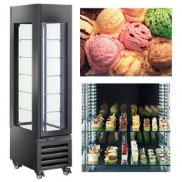 Vitrine "FULL vitrée" 260 Lt., 5 niveaux en verre, ventilée - ICE CREAM & PASTRY - NOIR