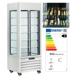 Vitrine "FULL vitrée" 440 Lt., 5 niveaux en verre, ventilée - PASTRY - BLANC