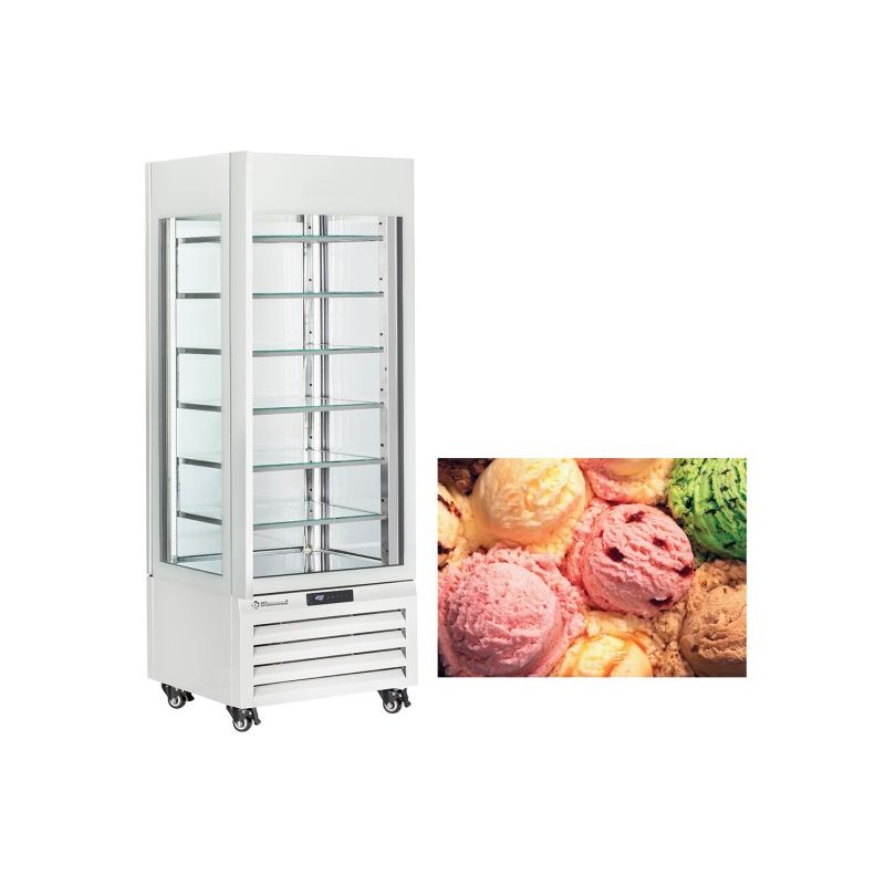 Vitrine "FULL vitrée" 440 Lt., 6 niveaux en verre, statique - ICE CREAM - BLANC Vitrine "FULL vitrée" 440 Lt., 6 niveaux en verre, statique - ICE CREAM - BLANC