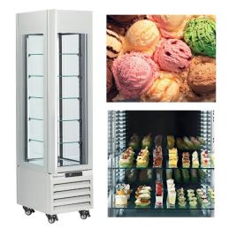 Vitrine "FULL vitrée" 440 Lt., 5 niveaux en verre, ventilée - ICE CREAM & PASTRY - BLANC